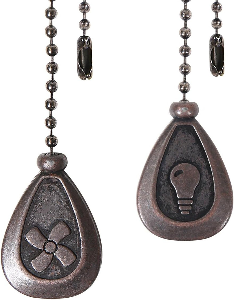 Ceiling Fan Pull Chain Extenders 2 Pack, Decorative Waterdrop Look (Retro)
