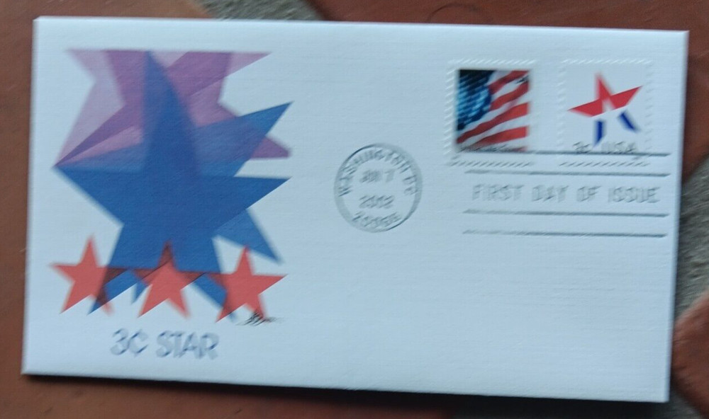 3c STAR STAMP SHEET SINGLE  2002 FLEETWOOD CACHET FDC UNADDR