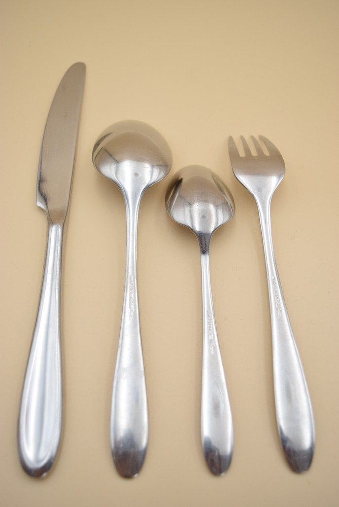 4pc WMF Cromargan Shadowpoint Flatware Set Knife Tablespoon Teaspoon Dinner Fork