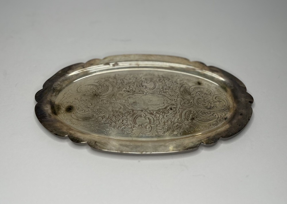 Serving Tray Sheffield Crown & Shield Marked Silver On Copper