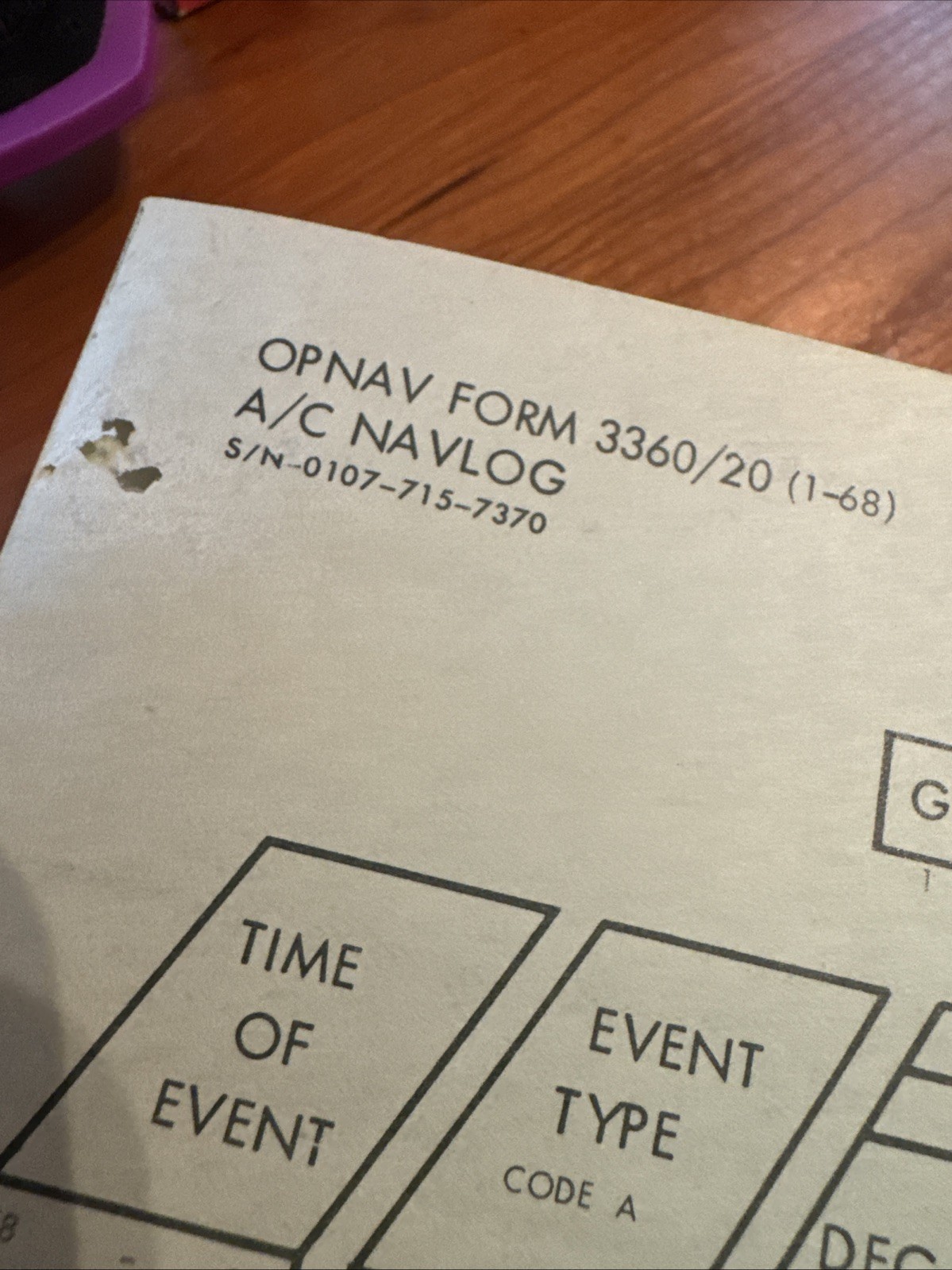 FREE SHIP! Pair of Vintage Unused OPNAV Forms 3360/20 A/C NAVLOG from 1968