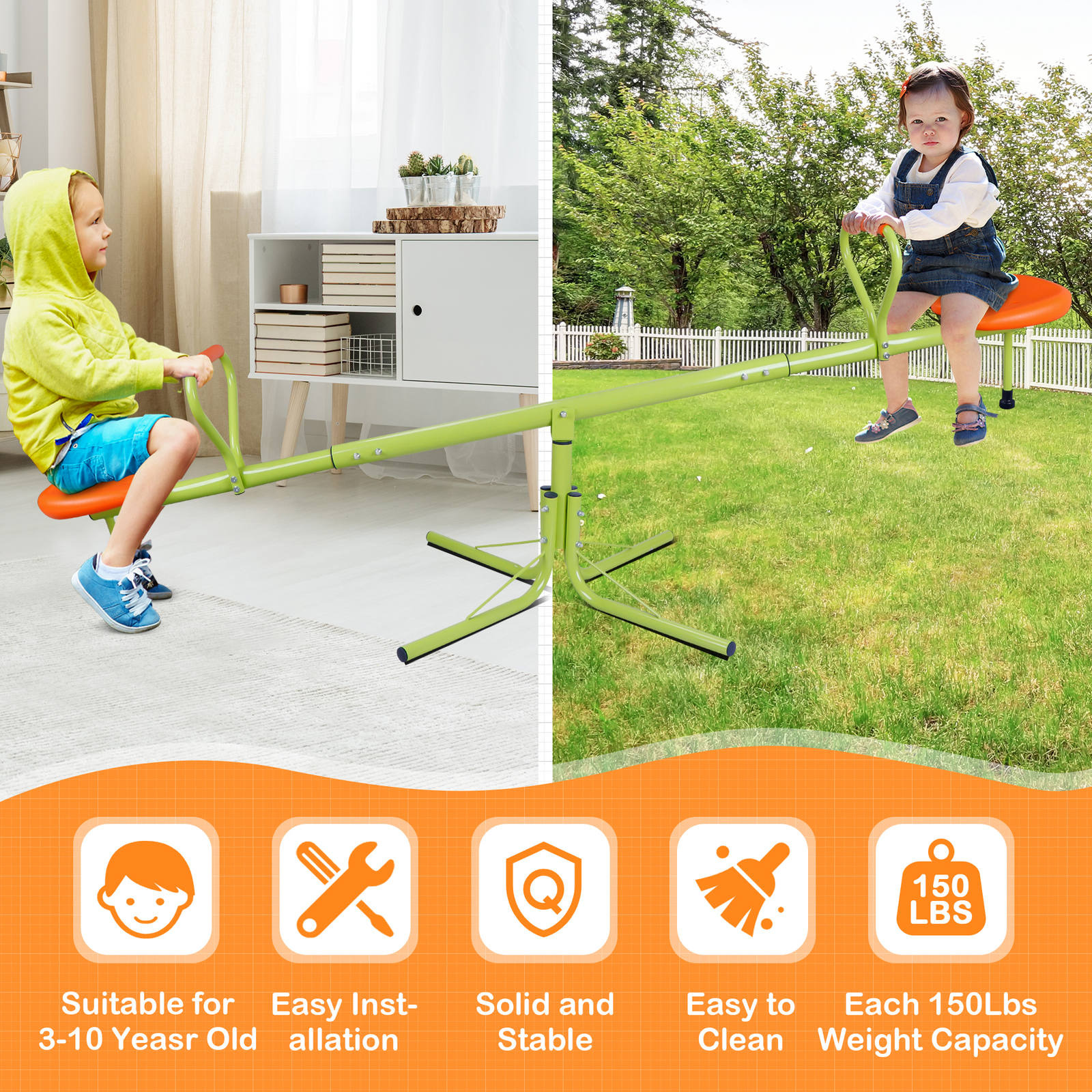 Junior Kids Heavy-Duty Seesaw 360 Degree Spinning Children Entertainment EZ Set