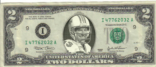 Dolphins Dan Marino $2 Bill Mint Celebrity Bengals