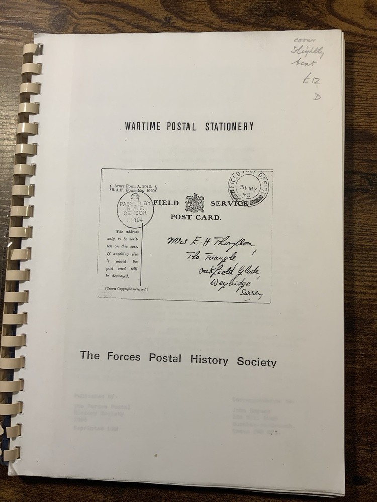Wartime Postal Stationery Forces Mail History Paperback A4 Size