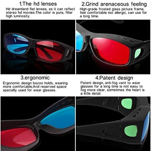 Red-blue 3D Glasses/Cyan Anaglyph Simple style 3D Glasses 3D movie game-Extra...