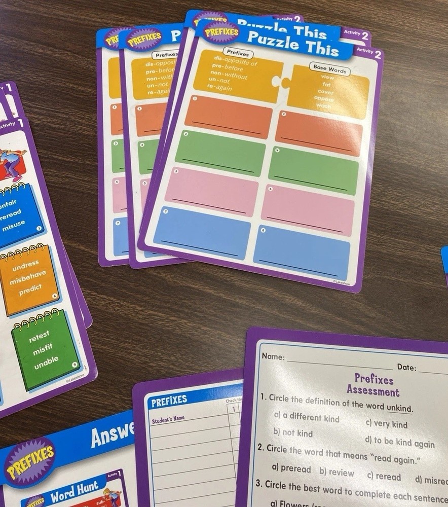 Lakeshore PREFIXES Write & Wipe Vocabulary Kit w/ CD Speech Pathol/Education (B)