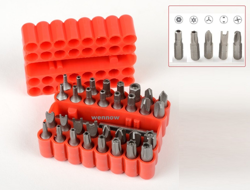 33pcs Security Torq Torx Hex Tamper Proof Bit Set w/ Magnetic Bit Holder