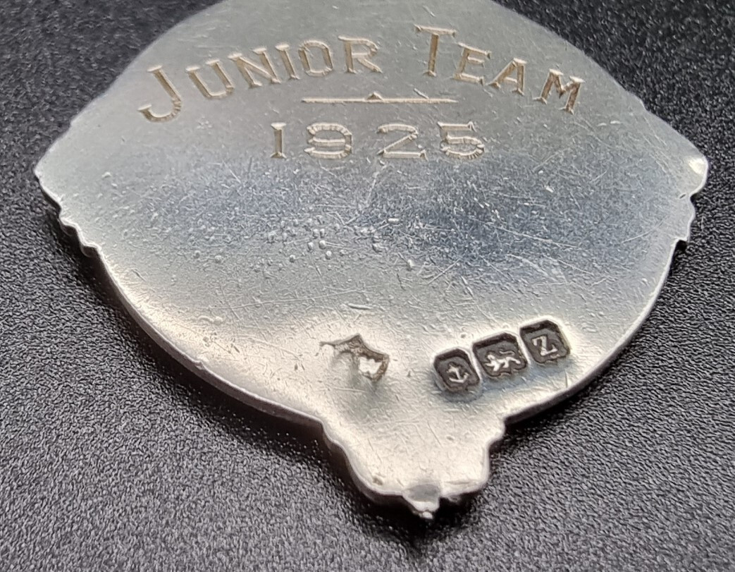 ANTIQUE STERLING SILVER AND ENAMEL FOB FOR POCKET WATCH CHAIN BIRMINGHAM 1924