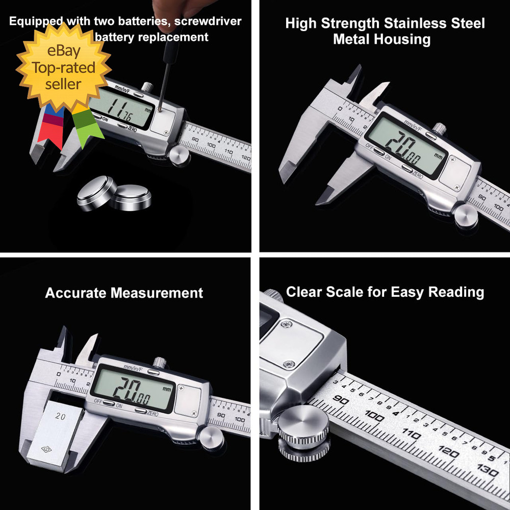 Digital Caliper, Caliper Measuring Tool Micrometer Dial Vernier Caliper with Lar