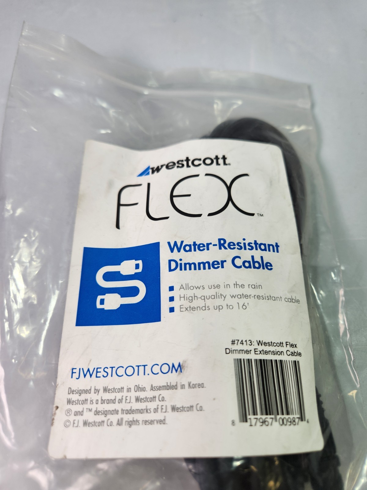 Westcott Flex Cine Extension Dimmer Cable 16' Water Resistant Brand New