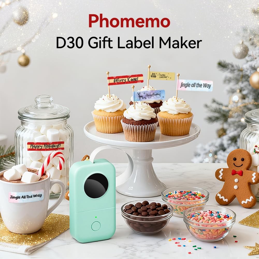 Phomemo Label Maker Machine with Tape, D30 Portable Mini Small, Green