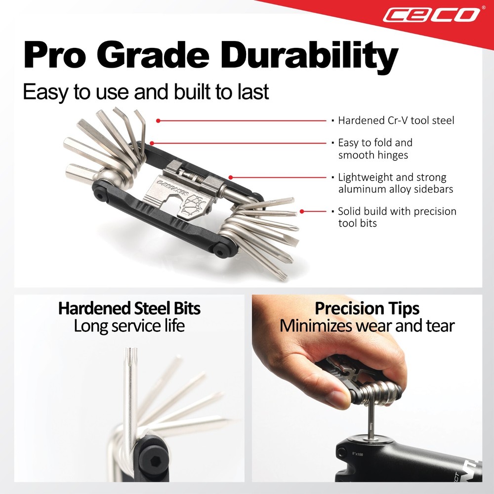 CECO-USA 20-Function Heavy Duty Compact Bicycle Tool with Chain Breaker