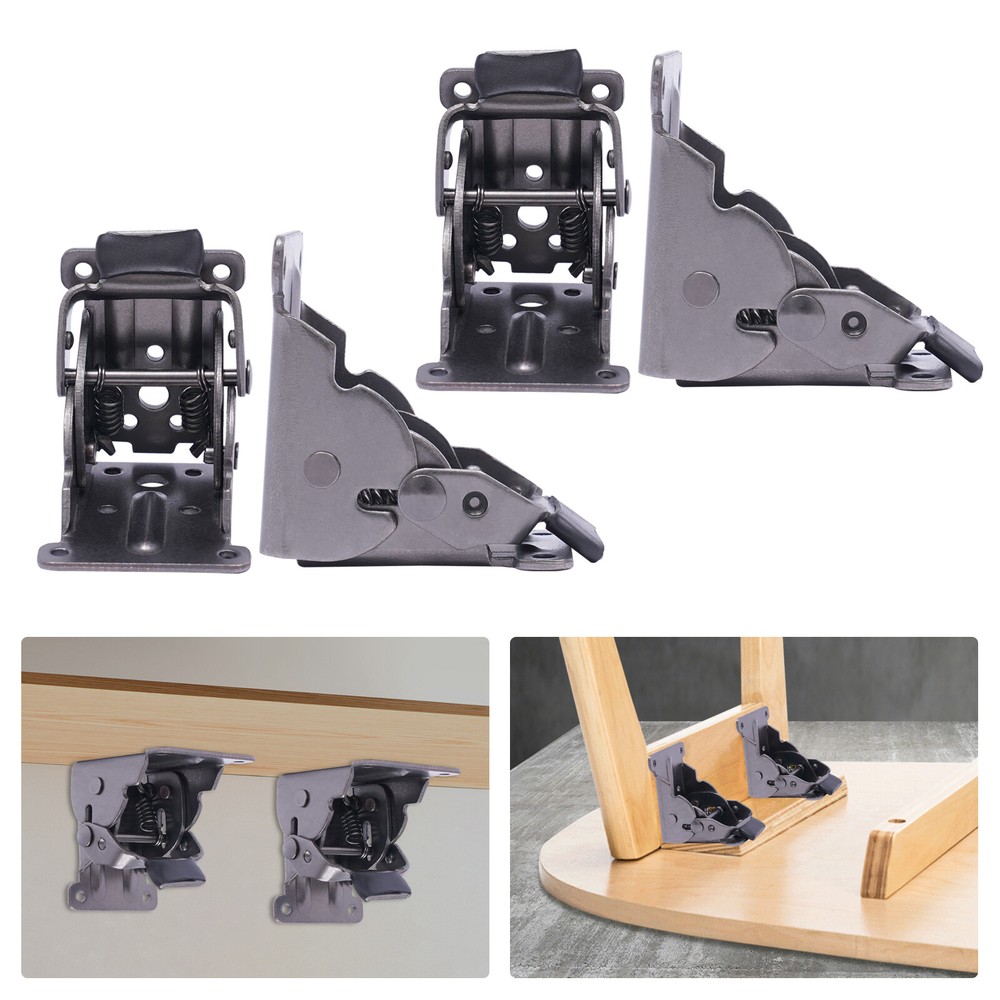 4 Pack Folding Table Leg Brackets, Black Foldable Self-Locking Extension Hinge