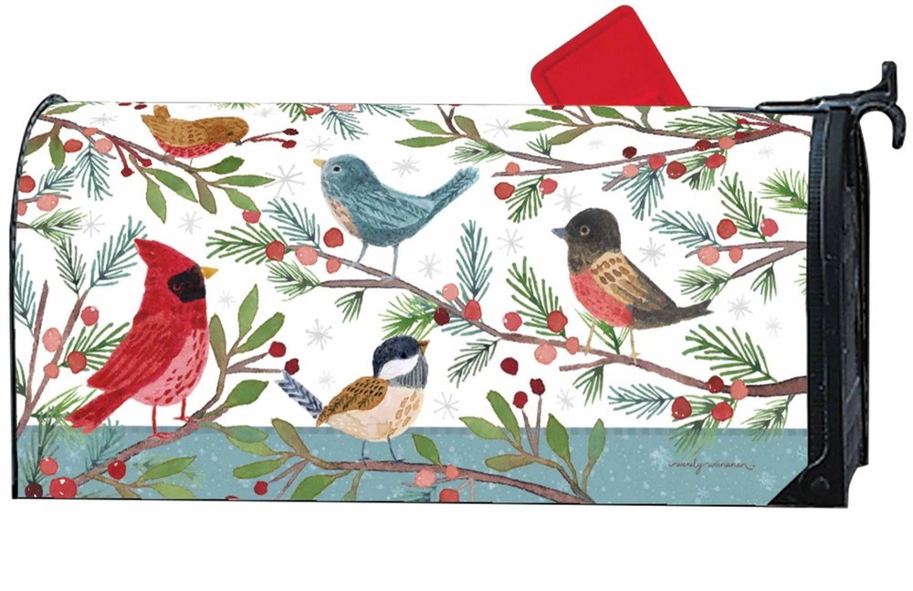 Winter Bird Branches Mailbox Cover