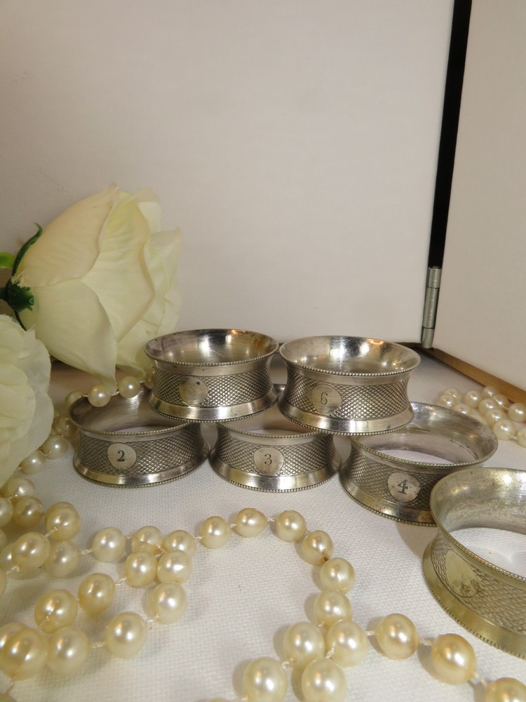5 Silver Plated Numbered Napkin Rings. Number 2-6