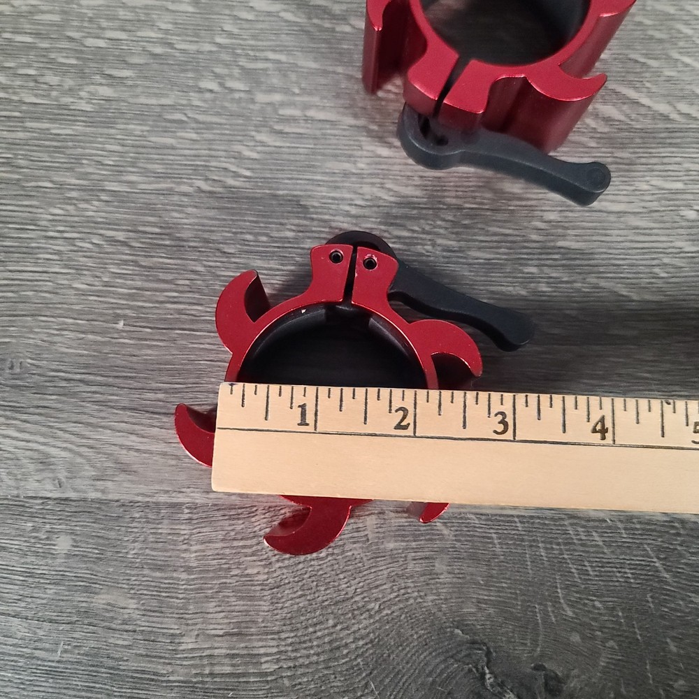 XMark Aluminum Olympic Barbell Collars Locking 2" with Quick Release Red