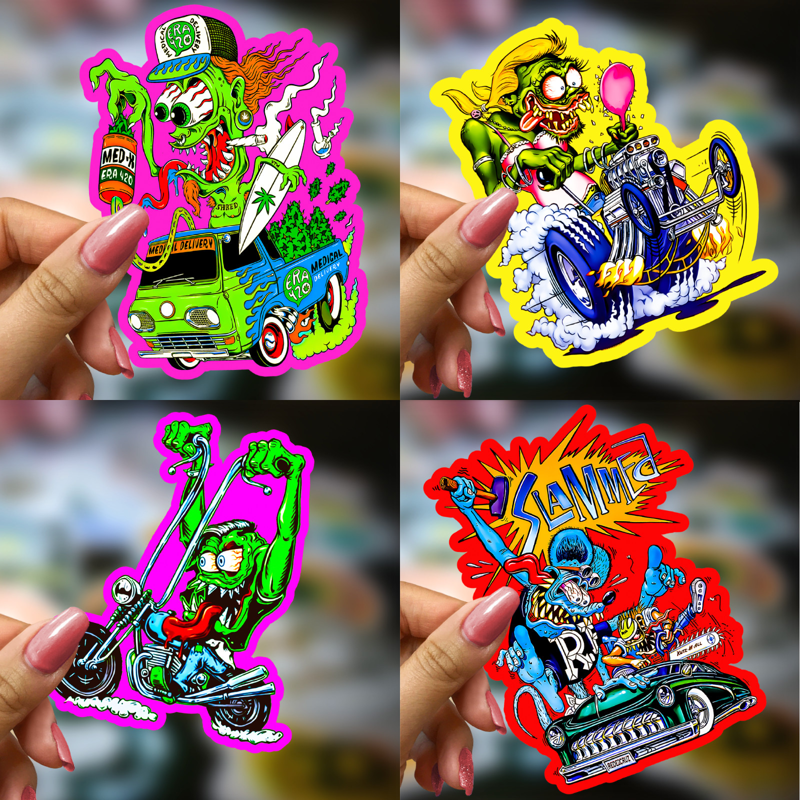 Rat Fink Ed Roth Vinyl Decals 50pcs Hot Rod Custom Car Bike Skateboard Sticker