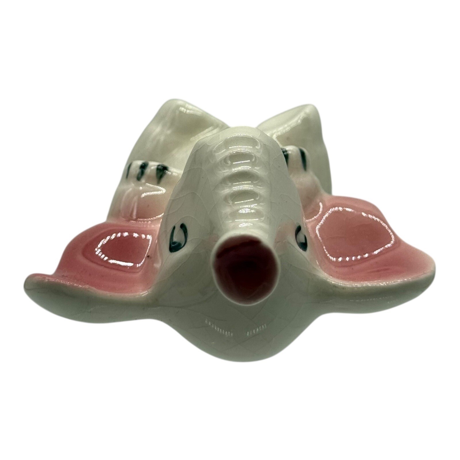 Elephant Figurine Lucky Shamrock Trunk Up Ceramic Good Luck Decor Vintage Cute