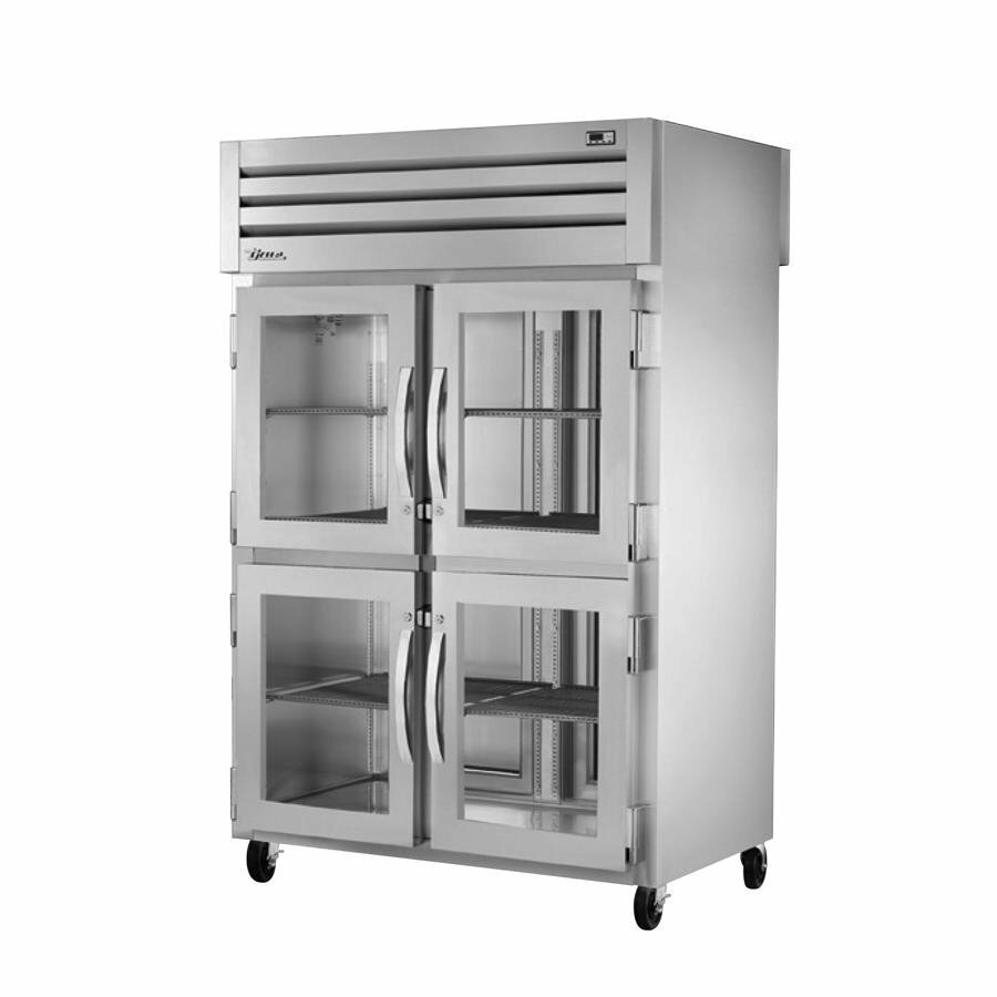 True STR2RPT-4HG-2S-HC Pass-Thru 2 Section Glass Half Front / Solid Rear Door...