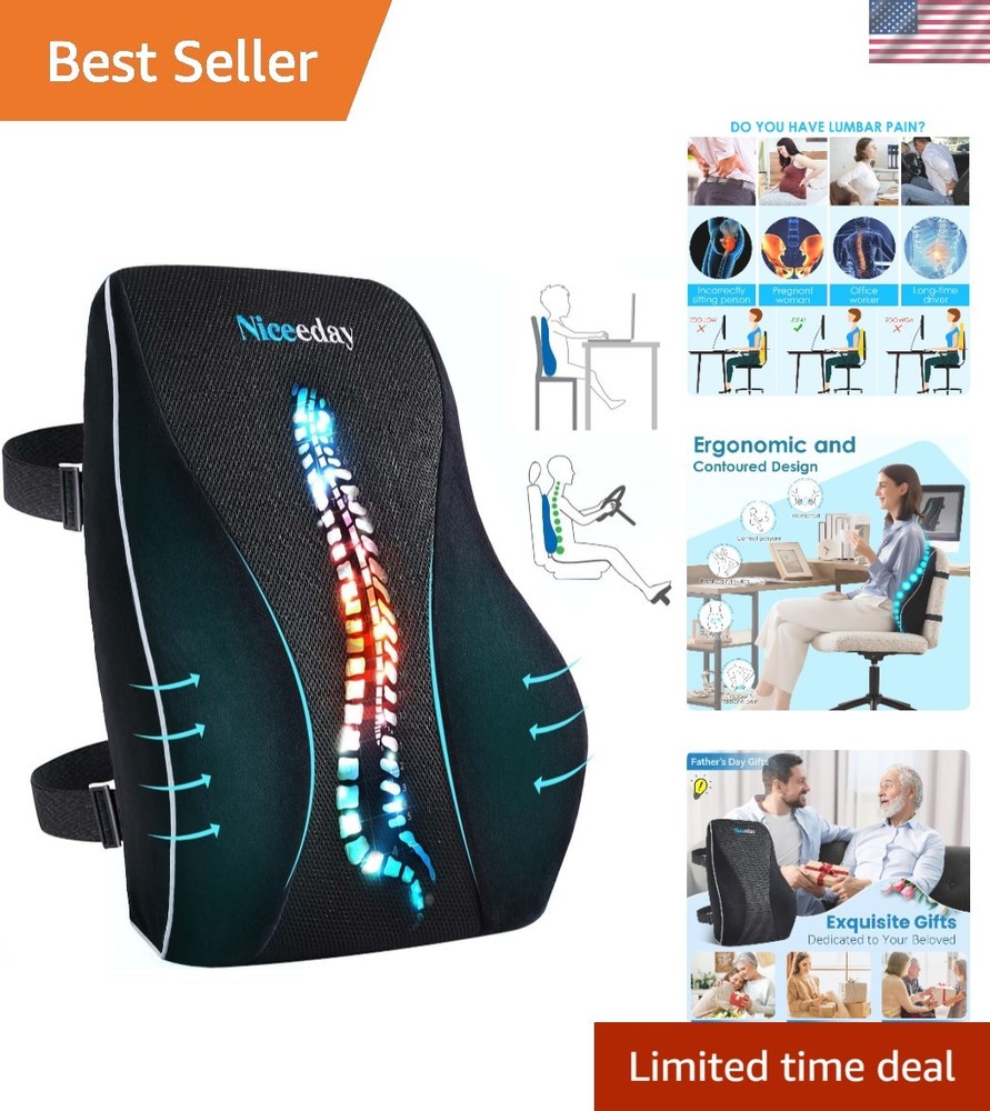 3D Mesh Ergonomic Back Support Pillow - Soft Memory Foam Relief for Office