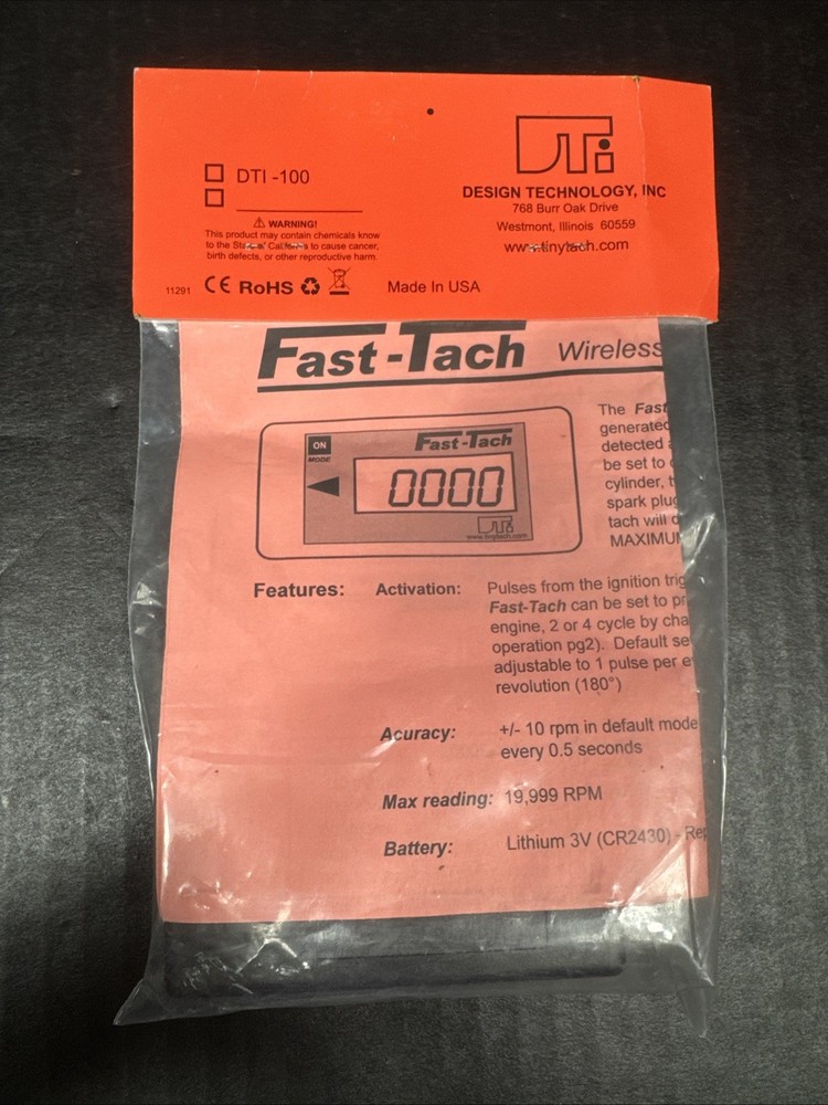 Tiny-Tach DTI-100 Fast-Tach Wireless Hour Meter, New!