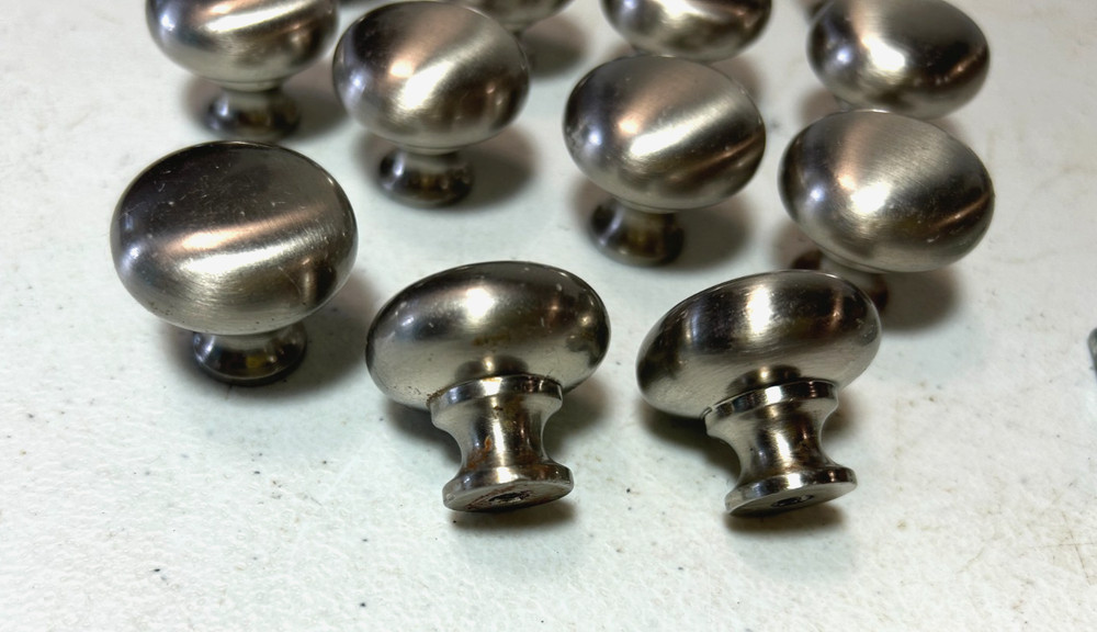 15 Vintage Chrome Silver Round 1" Drawer Cabinet Knobs Pulls
