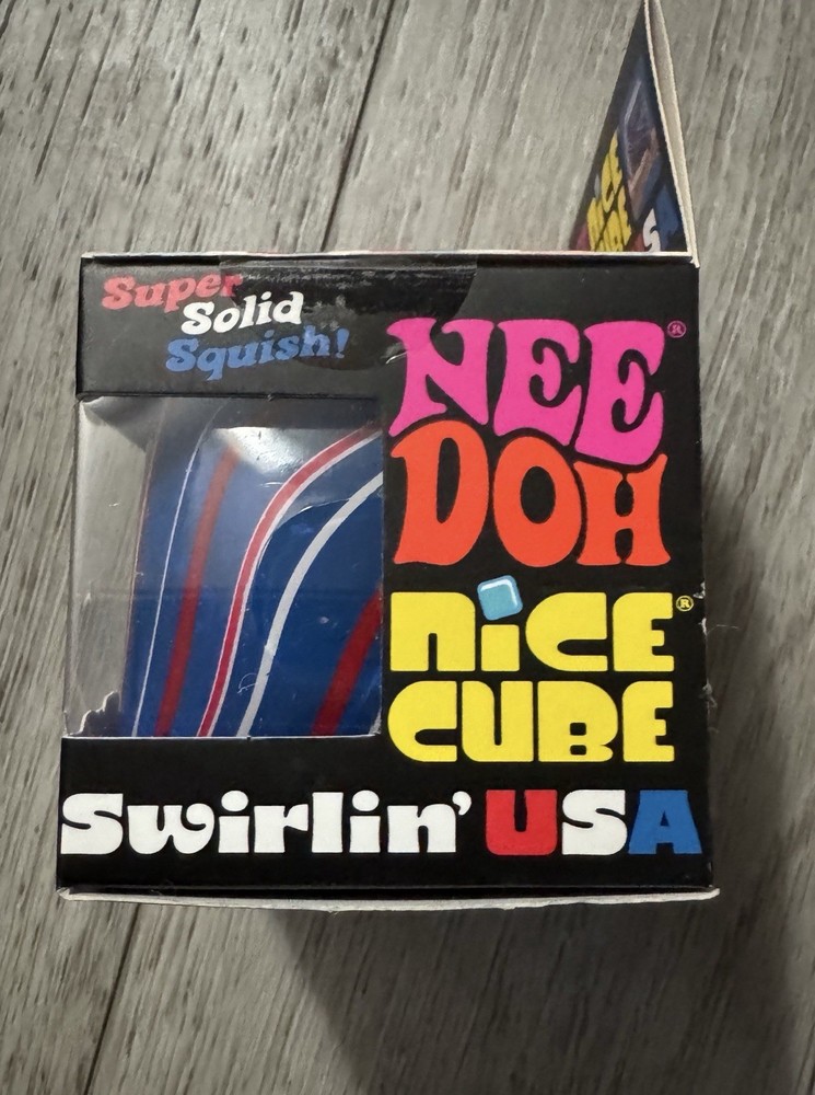 Nee Doh Nice Cube Swirlin' USA Super Solid Squish Toy