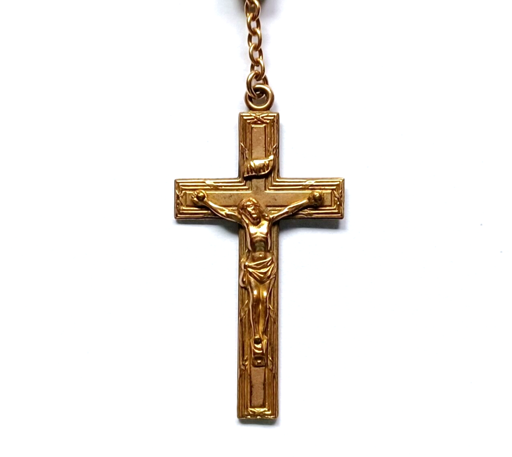 Vintage Green Glass Beaded Rosary