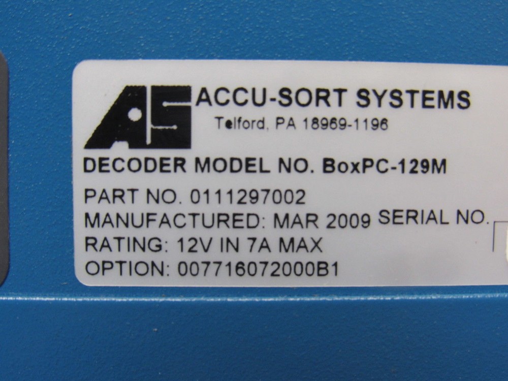 Accu-Sort BoxPC-129M Rev. (S/C/A) 01:04:00 Scanner Range Decoder Module