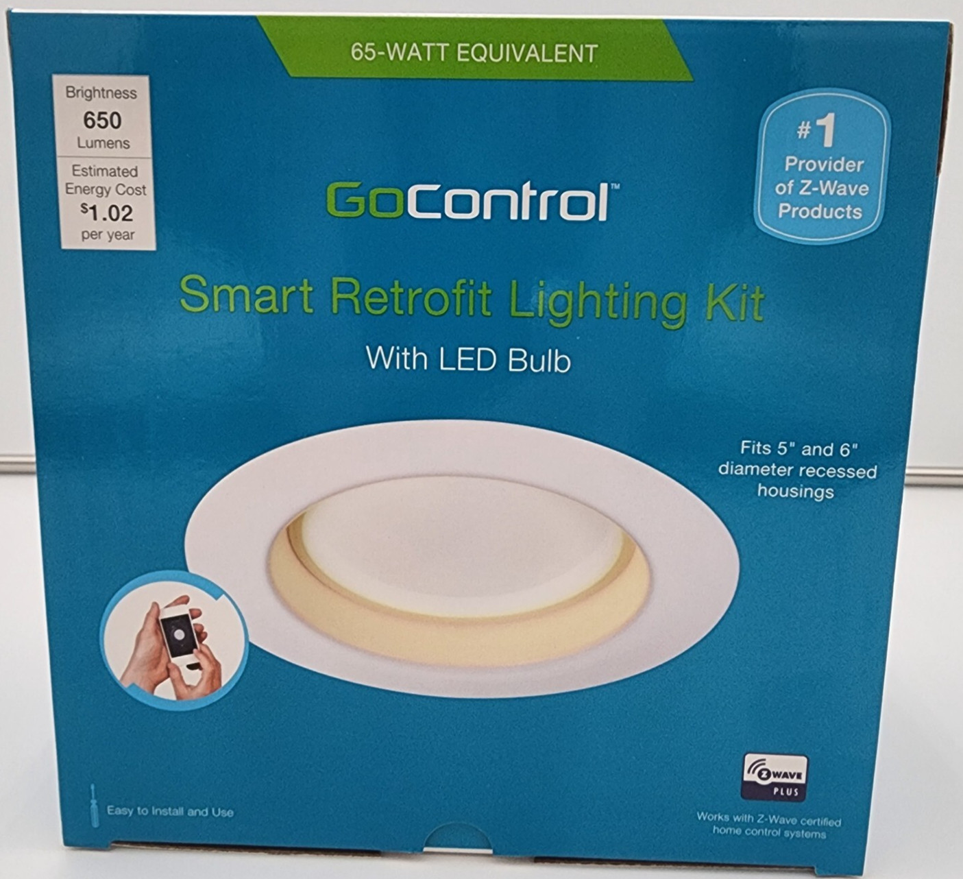 GoControl LB65R6Z-1 Z-Wave Plus Smart LED Recessed Retrofit Light Kit 5"-6" NEW