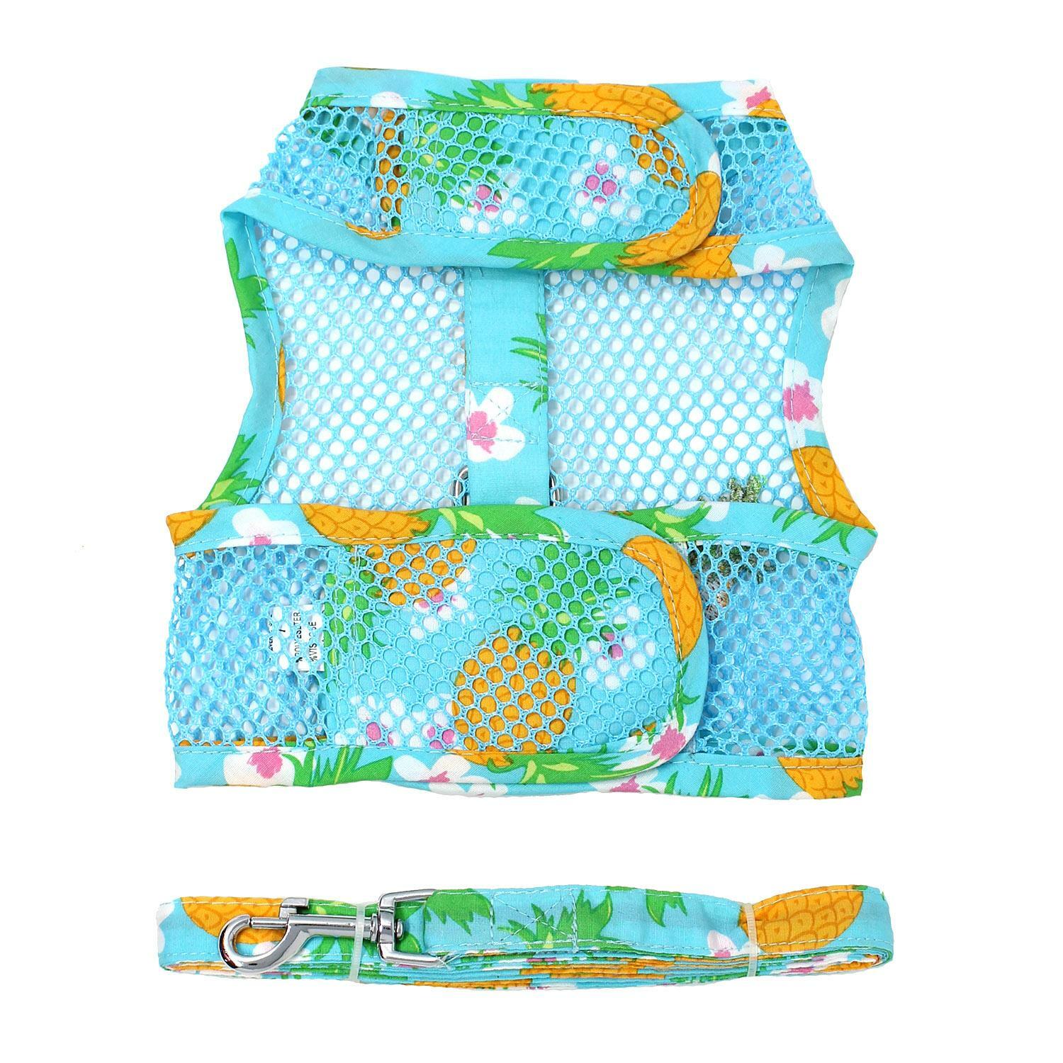 Cool Mesh Dog Harness with Leash - Pineapple Luau & Matching Leash XS-L