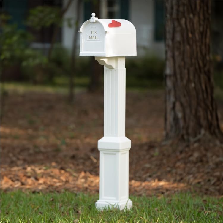 , Craftsman Mailbox & Post Kit, Large Outdoor Mailbox, Durable Plastic, Easy ...
