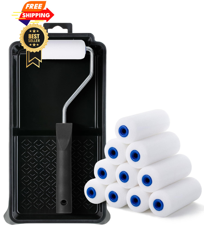 Bates- 4 Inch Foam Paint Roller Set, 12 pcs, Small Kit Black