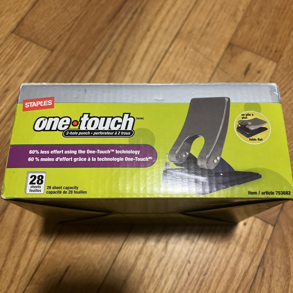 Staples One Touch 2 Hole Punch 28 Sheets Capacity NEW