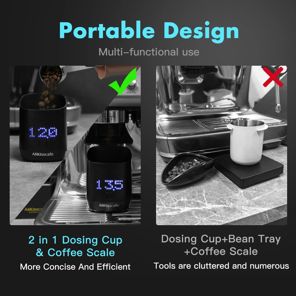 AliKisscafe Digital Dosing Cup Coffee Scale Display Tray Precise Scale Measuring