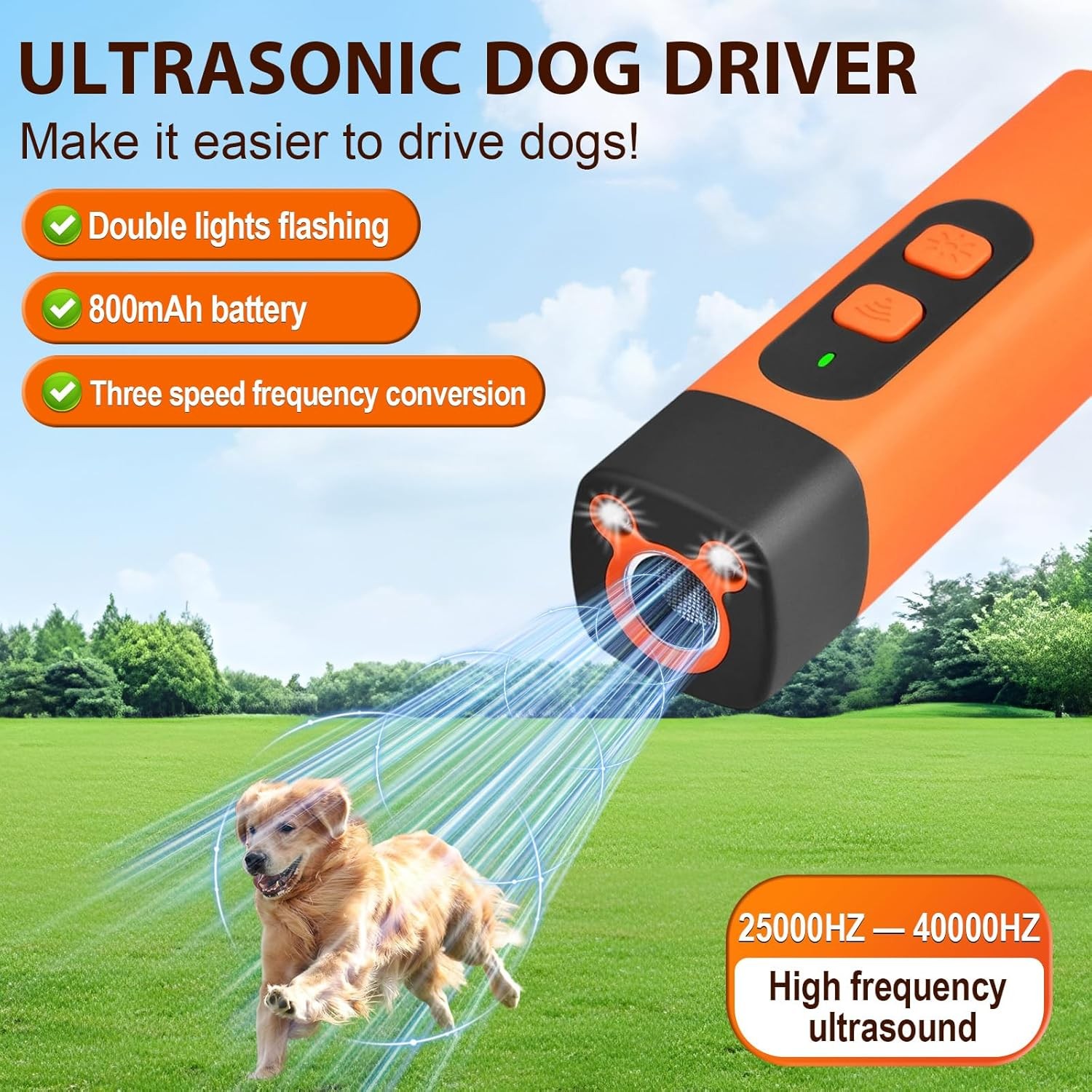 Dog Bark Deterrent Devices, Rechargeable Anti Barking Device for Dogs (Orange)
