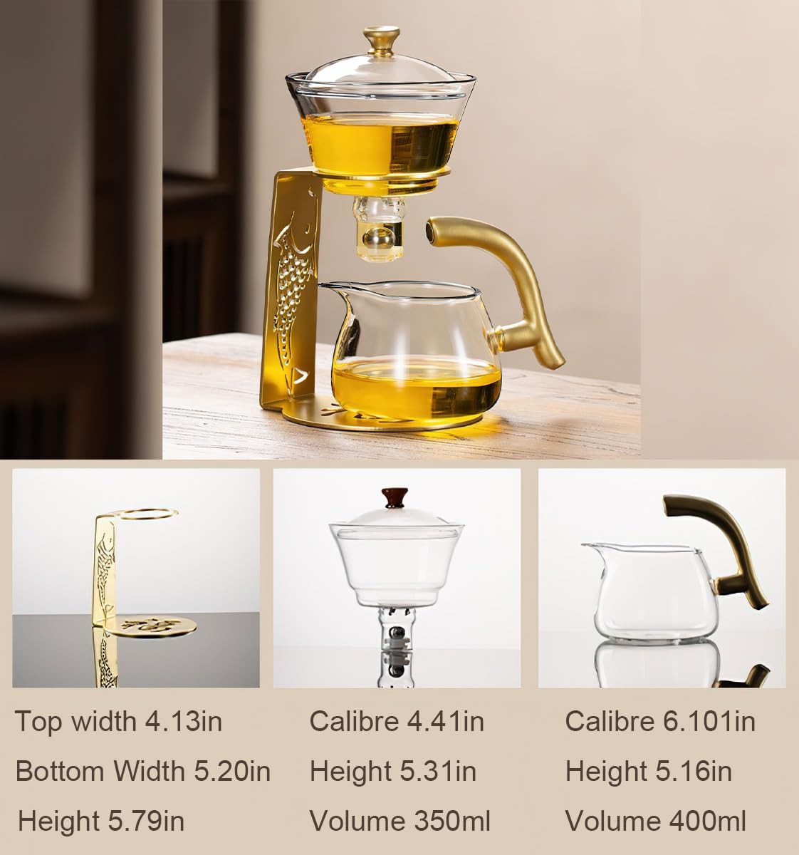 Lazy Kungfu Magnetic Tea Pot Semi Automatic Glass Teapot Drip Attraction Water