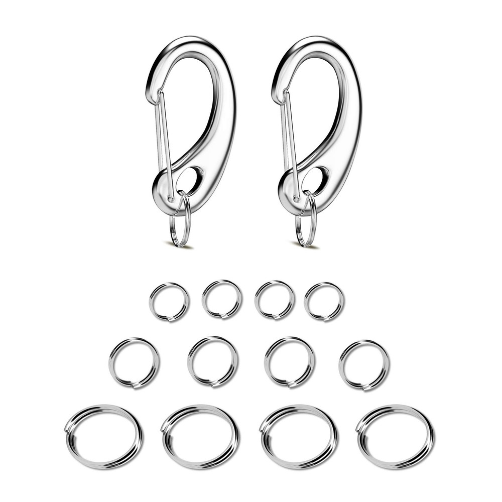 Leash King Pet ID Tag Quick Clip 2 Medium Spring-Load Hooks Split Rings