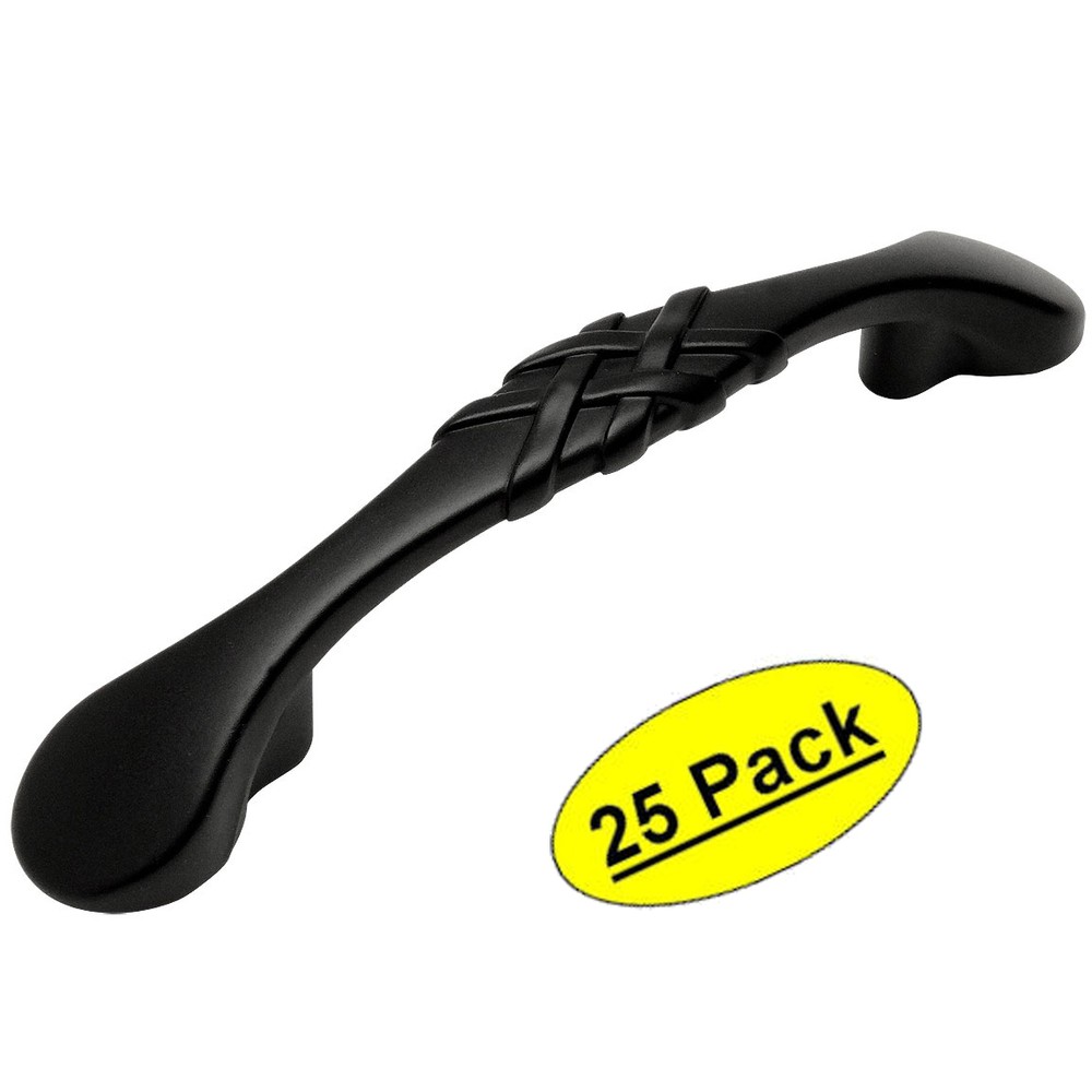*25 Pack* Cosmas Cabinet Hardware Flat / Matte Black Braided Pulls #7063FB