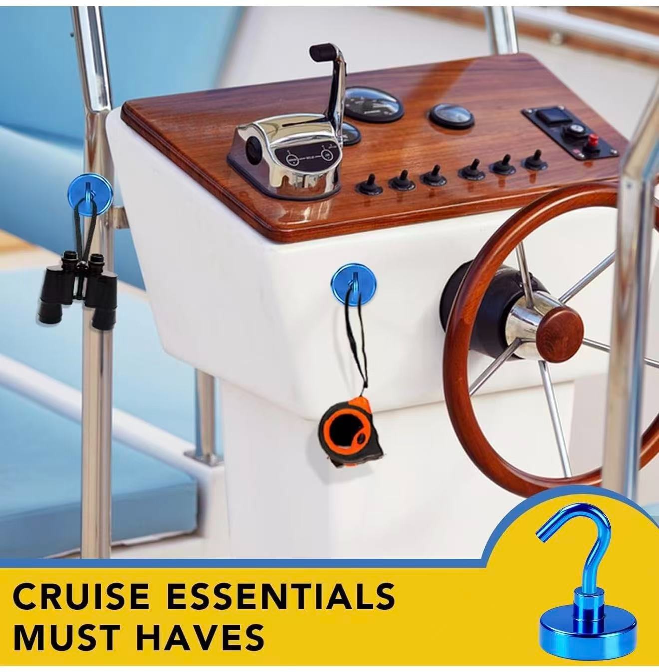 6 Pack 85LB Magnetic Hooks, Strong Cabin Ship Essentials Hook Heavy Duty Refrige