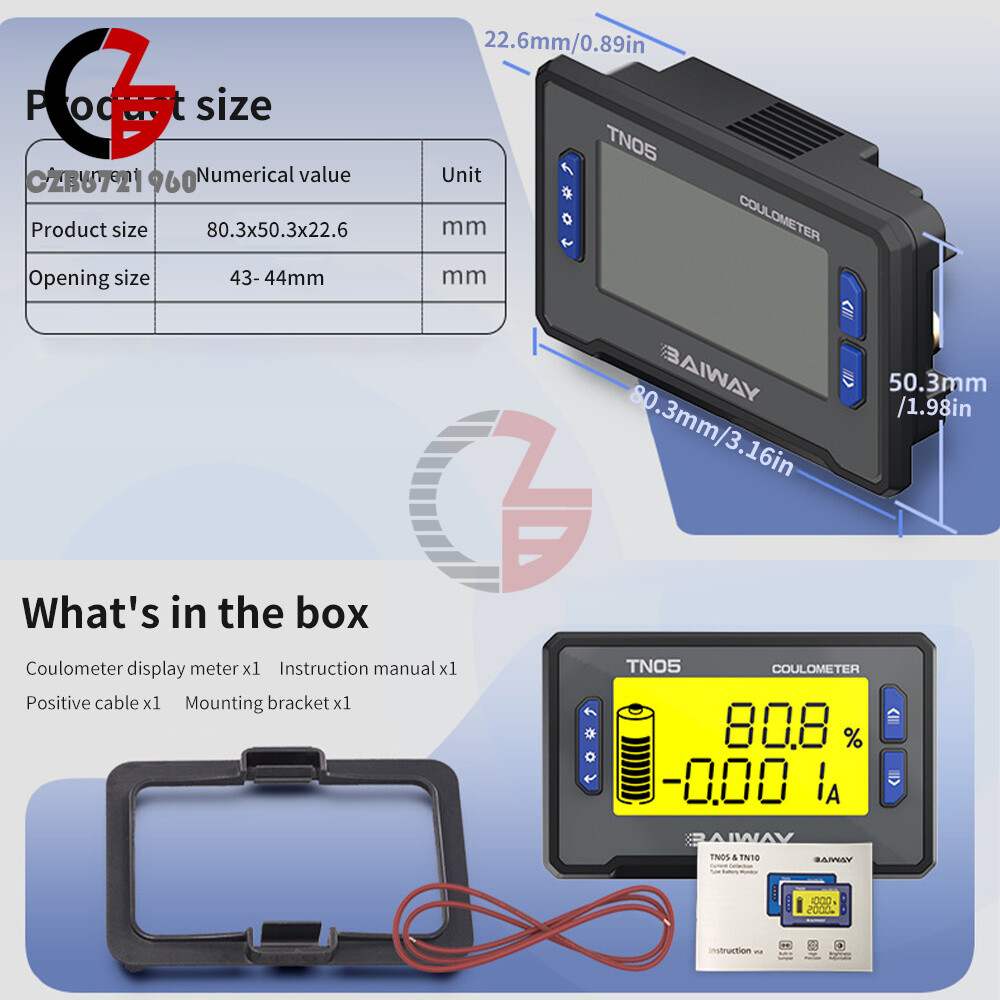 DC Voltage Current Power Meter Battery Power Indicator Built-in Sampler DC 8~80V