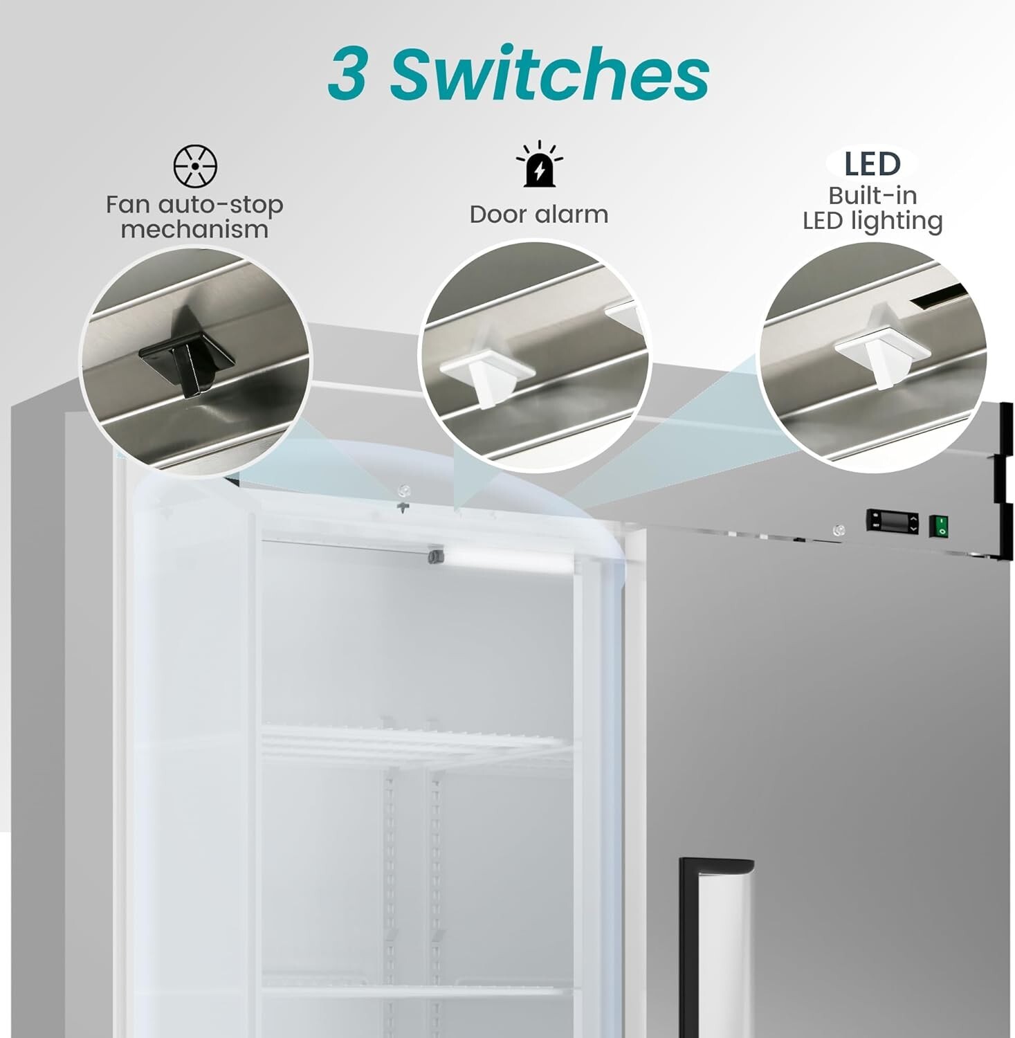 New 54'' Reach-In Commercial Refrigerator Stainless Steel 2 Solid Doors 49 Cu.Ft