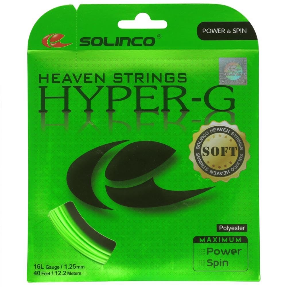 Solinco Hyper G Soft 16L Tennis String Green 40ft for Explosive Topspin