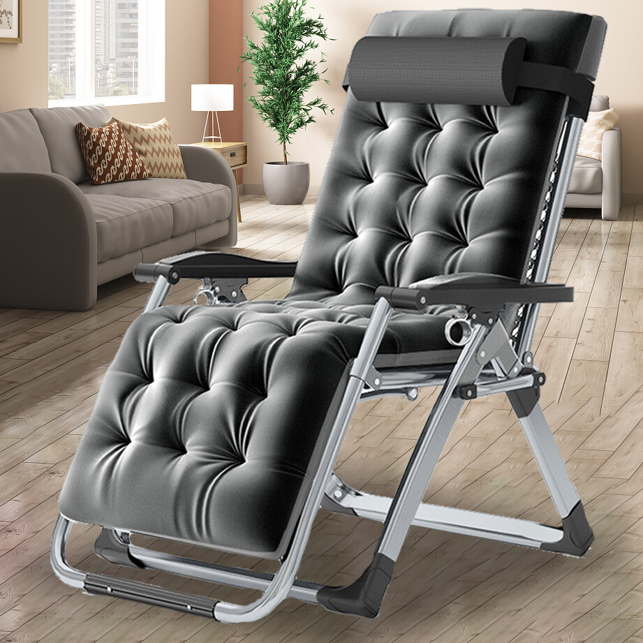 Adjustable Zero Gravity Chair Folding Lounge Chaise W/Cup Holder & Mat &Headrest