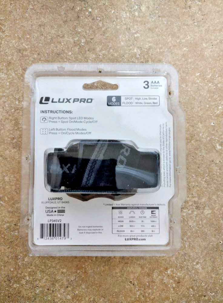 LuxPro LP345V2 LED Headlamp – Extended Runtime Multicolor Light – 6 Modes – Adju