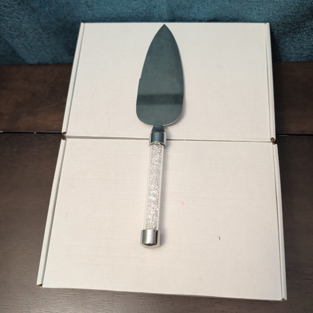 Mr & Mrs Wedding Cake Server Knife Set | Crystal Filled Bling Handle Stainless