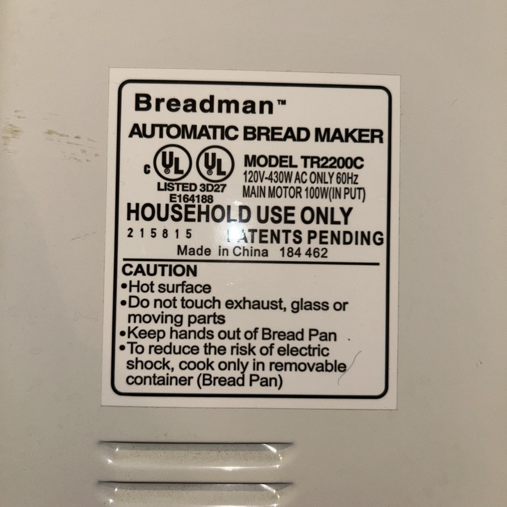 Breadman Ultimate TR2200C Bread Machine Maker Baking Automatic