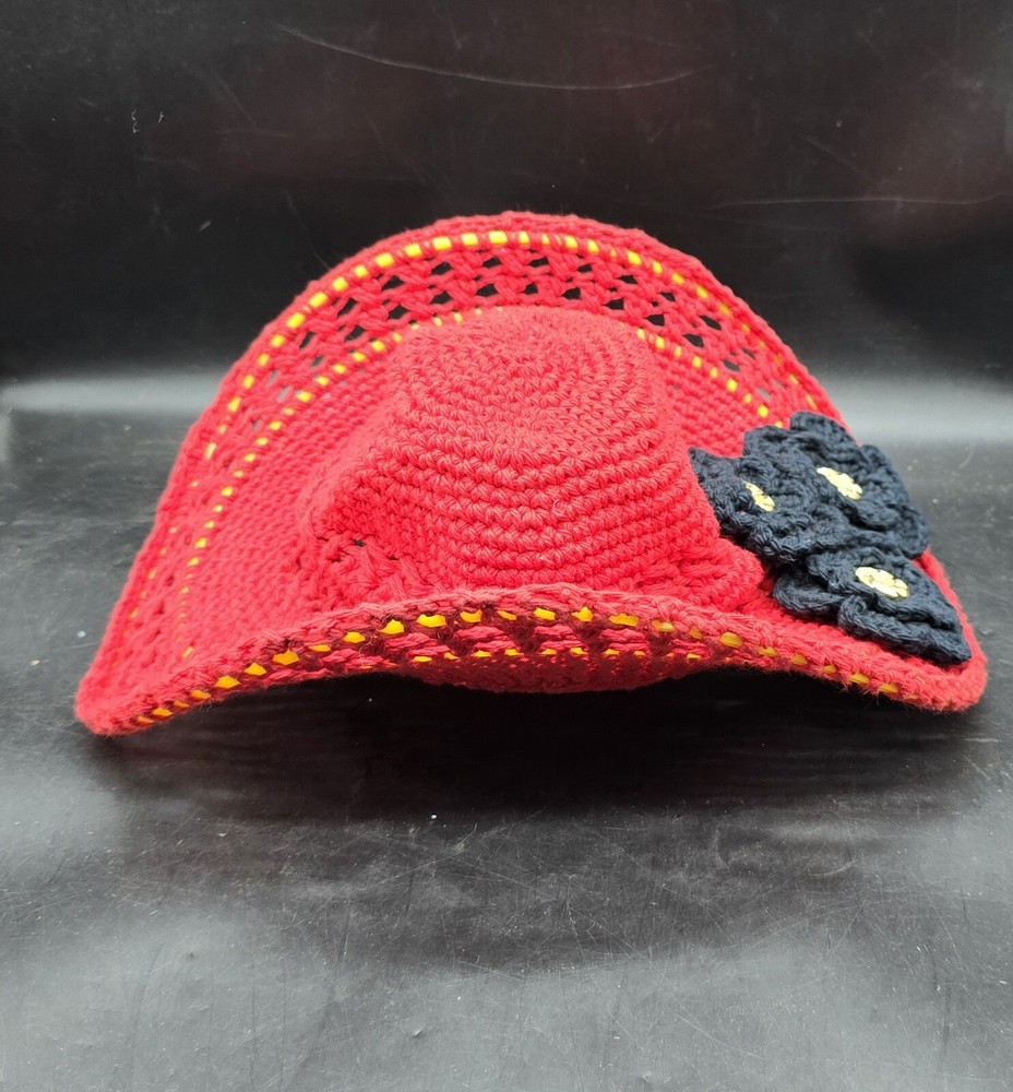 Handmade Crocheted Hat Red Black
