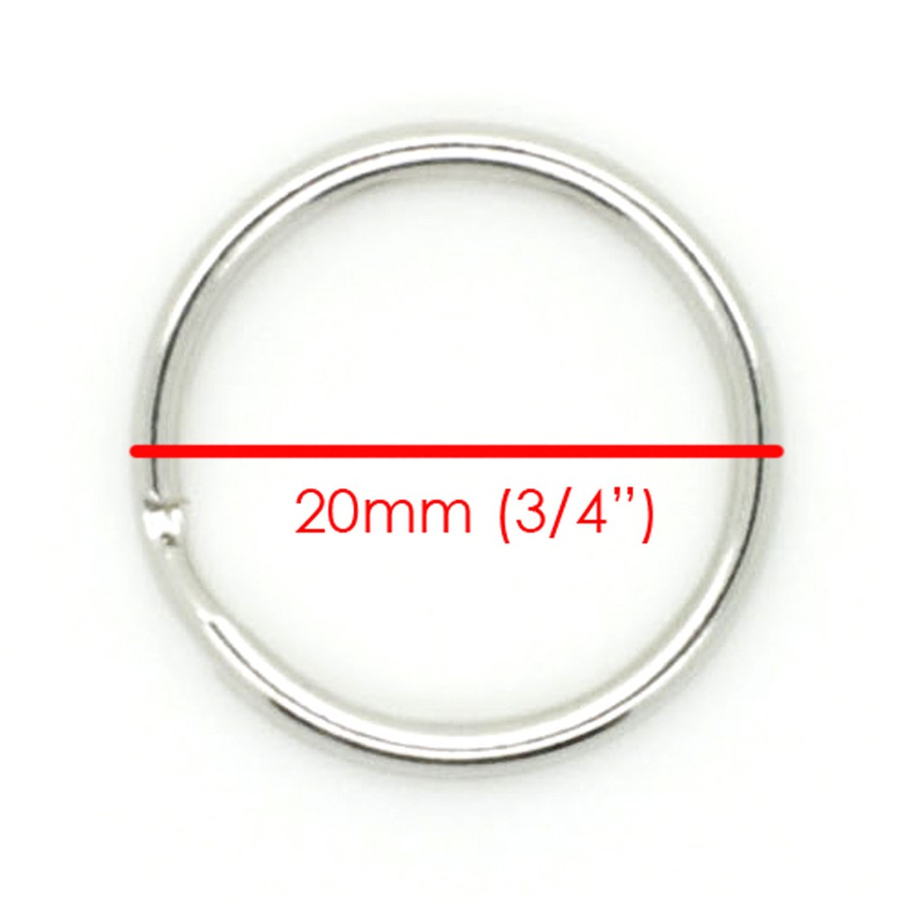 100pc KEYCHAIN SPLIT KEY RING 3/4" 20mm HEAVY DUTY KEY RING SILVER CLASP FINDING