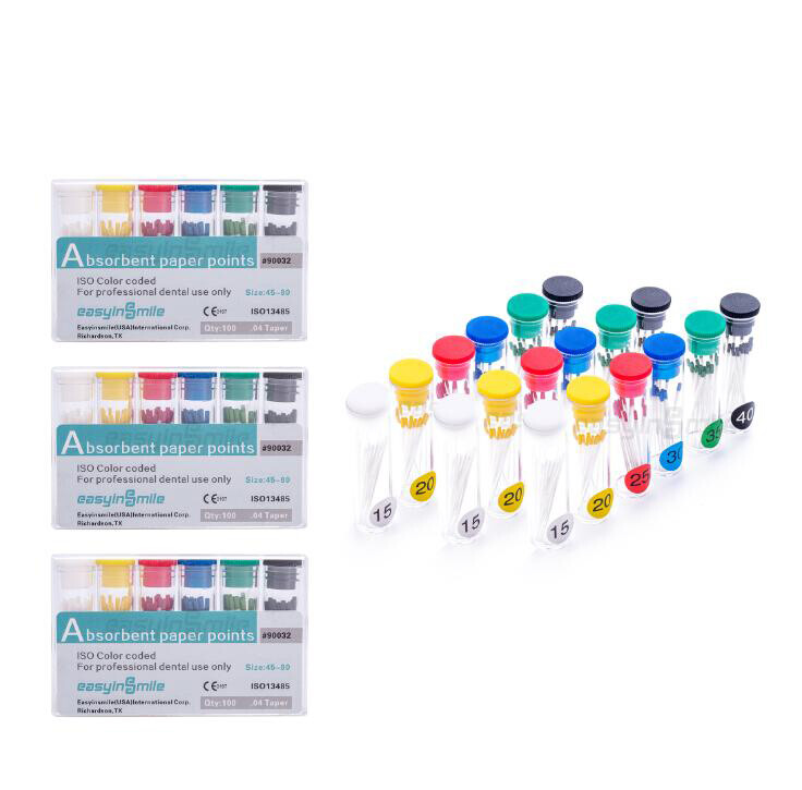 Dental Endodontic Absorbent Paper Points Assorted Color Coded .02/.04/.06 Taper